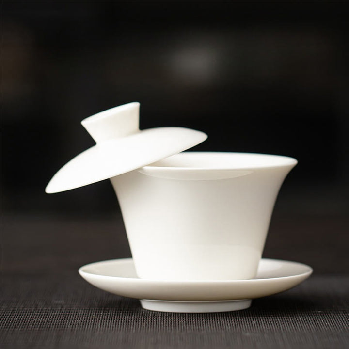 Tazza da tè e piattino in ceramica Dunhuang Gaiwan Sancai Kung Fu con coperchio, confezione regalo da 180 ml, Buddha Stones Thangka Dragon Buddha