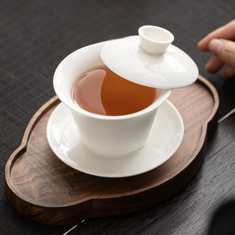 Tazza da tè e piattino in ceramica Dunhuang Gaiwan Sancai Kung Fu con coperchio, confezione regalo da 180 ml, Buddha Stones Thangka Dragon Buddha