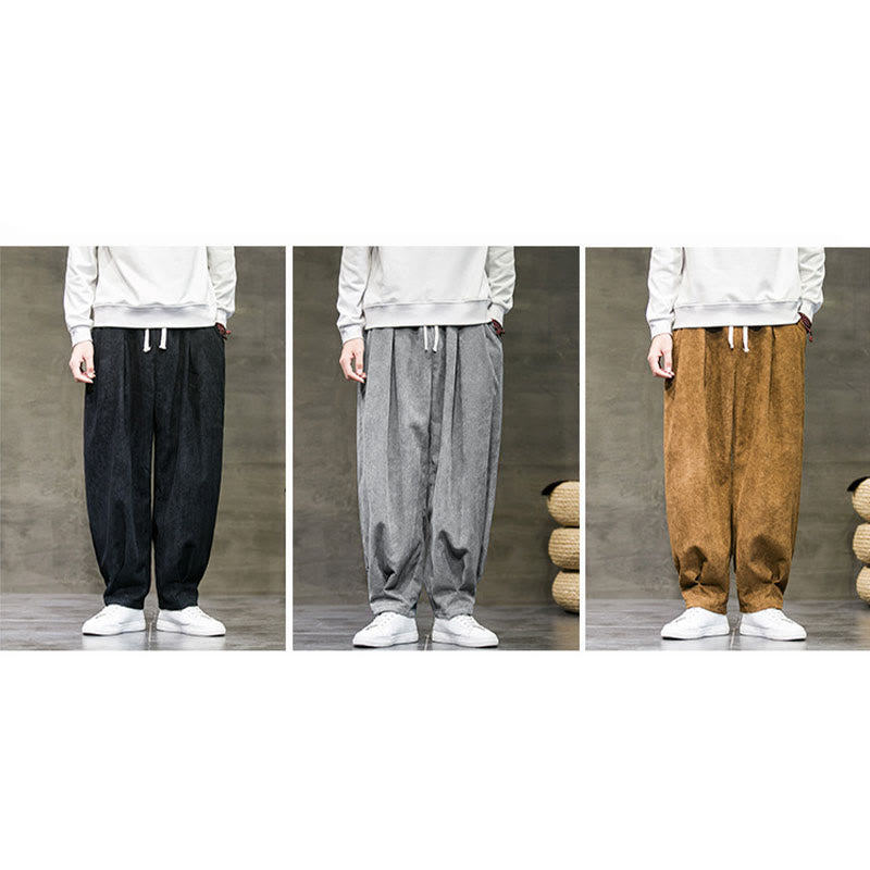 Pantaloni da uomo Buddha Stones Casual in cotone tinta unita con tasche
