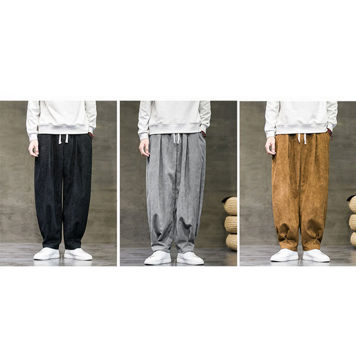 Pantaloni da uomo Buddha Stones Casual in cotone tinta unita con tasche