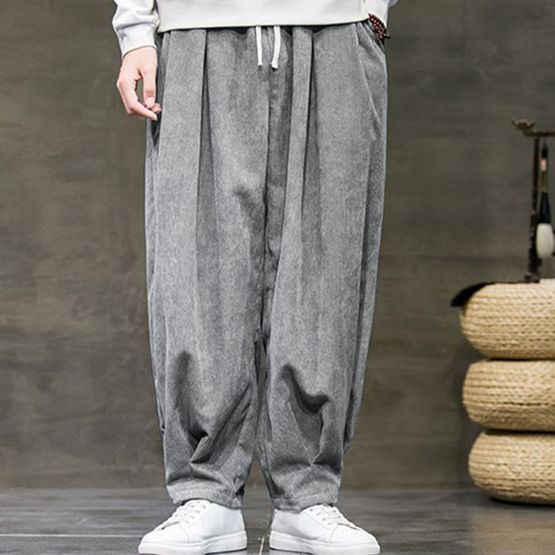 Pantaloni da uomo Buddha Stones Casual in cotone tinta unita con tasche - image 12