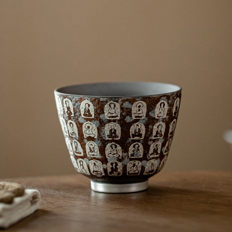 Tazza da tè Kung Fu con le Diecimila Poesie Buddha Stones del Buddha, 100 ml, con scatola regalo