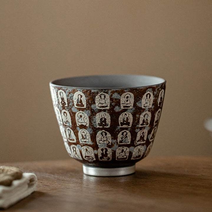 Tazza da tè Kung Fu con le Diecimila Poesie Buddha Stones del Buddha, 100 ml, con scatola regalo
