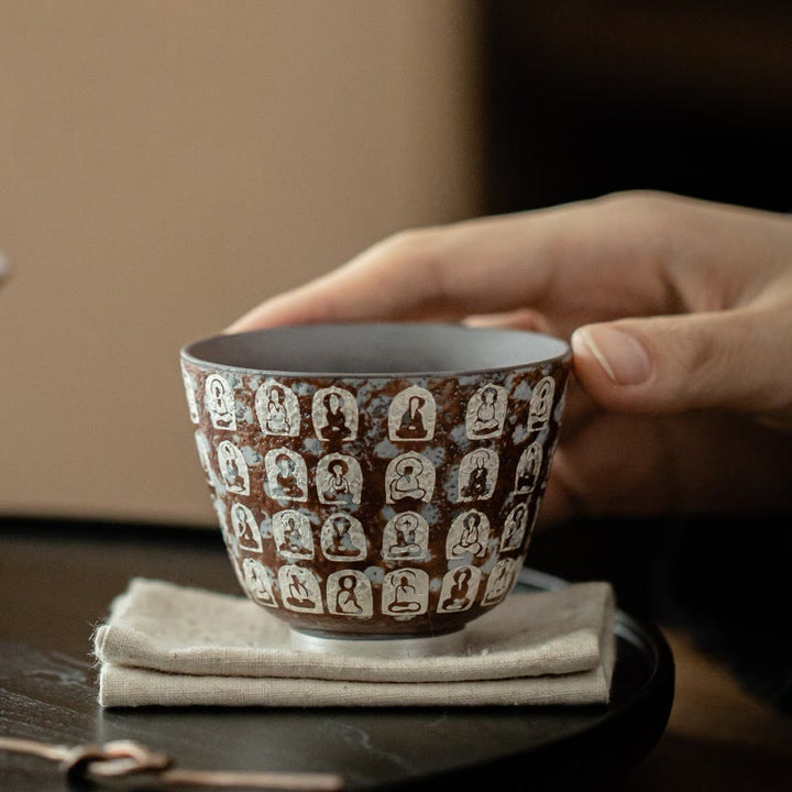 Tazza da tè Kung Fu con le Diecimila Poesie Buddha Stones del Buddha, 100 ml, con scatola regalo