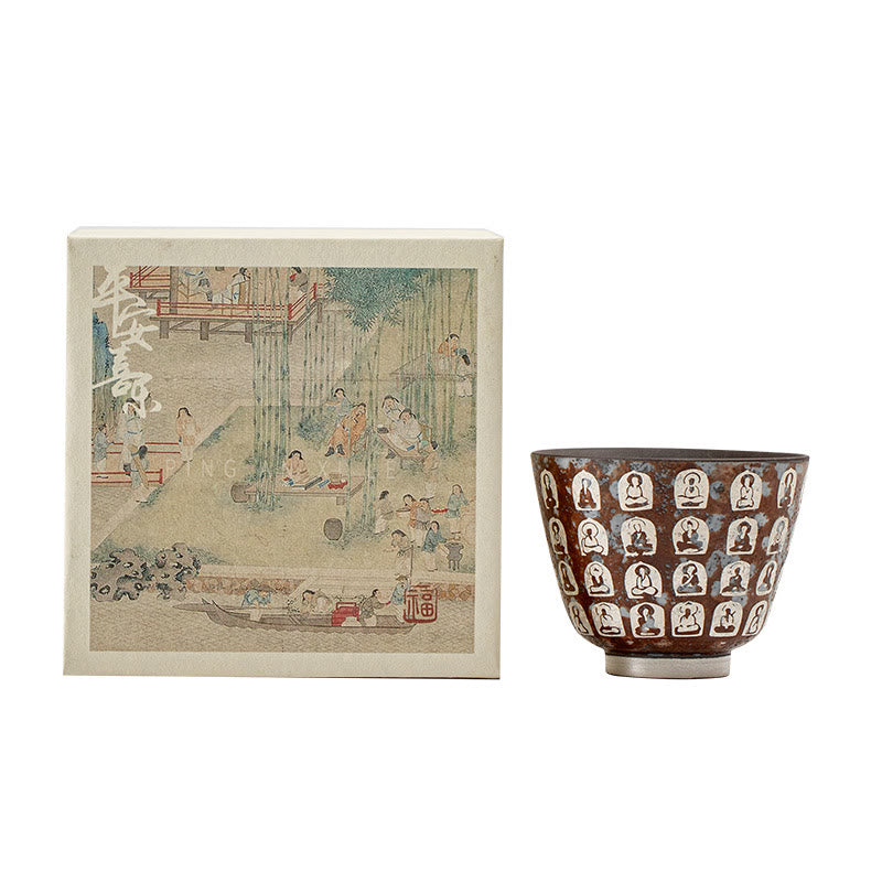 Tazza da tè Kung Fu con le Diecimila Poesie Buddha Stones del Buddha, 100 ml, con scatola regalo