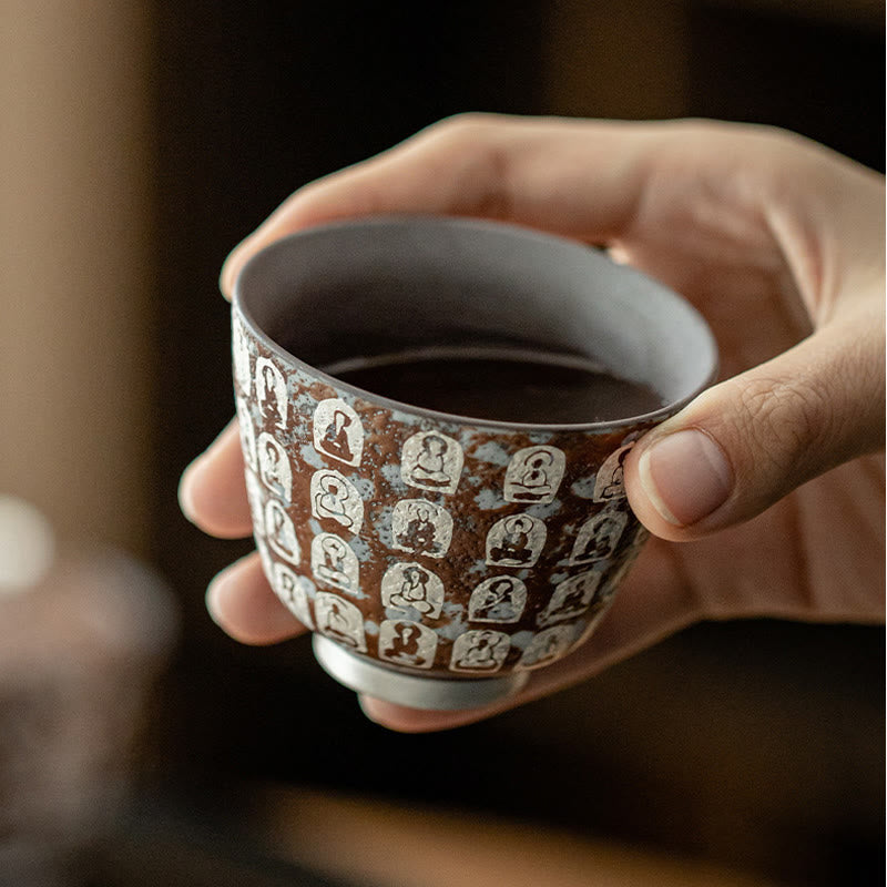 Tazza da tè Kung Fu con le Diecimila Poesie Buddha Stones del Buddha, 100 ml, con scatola regalo
