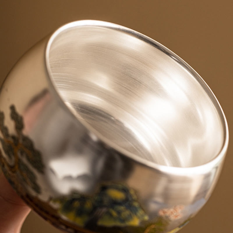 Tazza da tè Kung Fu con scatola regalo , Buddha Stones, pesce, loto, alghe, valle, montagne, pino, drago