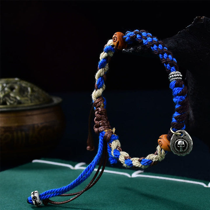 Braccialetto portafortuna in corda Garuda intrecciata a mano con Buddha Stones tibetane