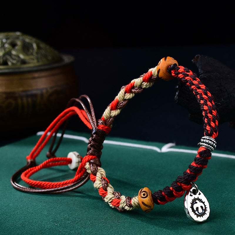 Braccialetto portafortuna in corda Garuda intrecciata a mano con Buddha Stones tibetane
