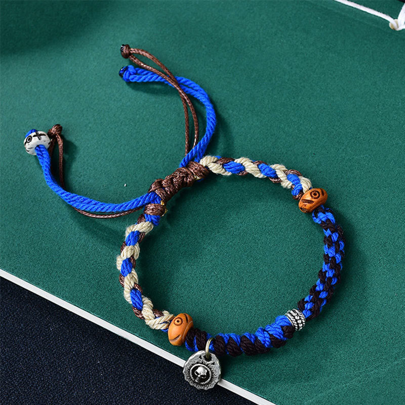 Braccialetto portafortuna in corda Garuda intrecciata a mano con Buddha Stones tibetane