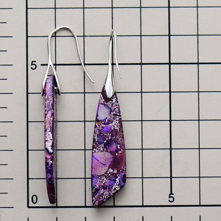 Orecchini antistress geometrici in cristallo naturale con pietra dell'imperatore e Buddha Stones - image 13