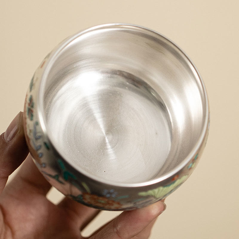 Tazza da tè Kung Fu con scatola regalo , Buddha Stones, pesce, loto, alghe, valle, montagne, pino, drago