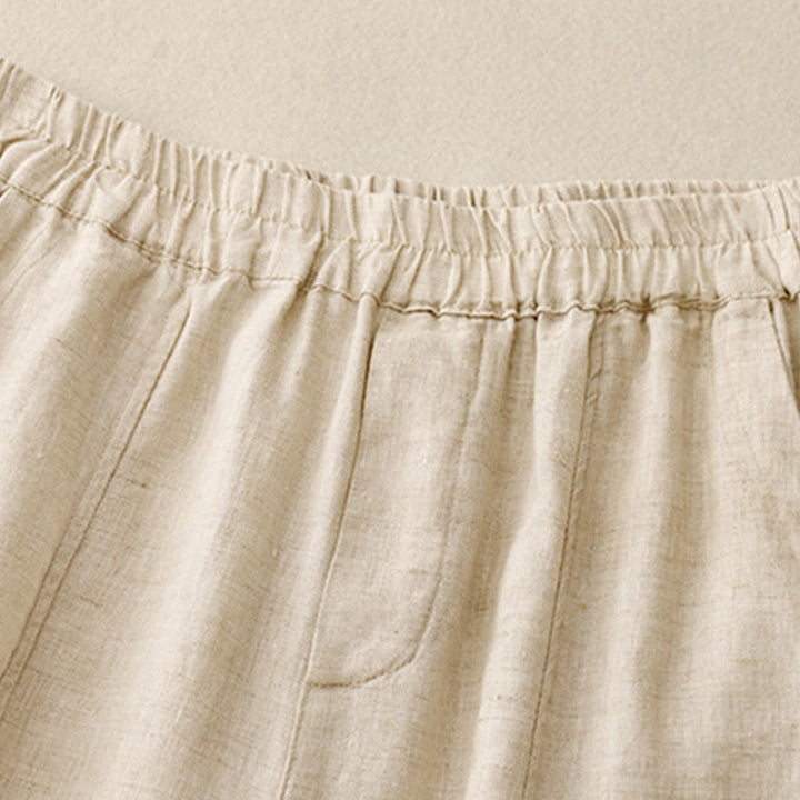 Pantaloni harem da donna in cotone e lino con tasche, modello Buddha Stones, tinta unita, estivi, con bottoni laterali - image 6