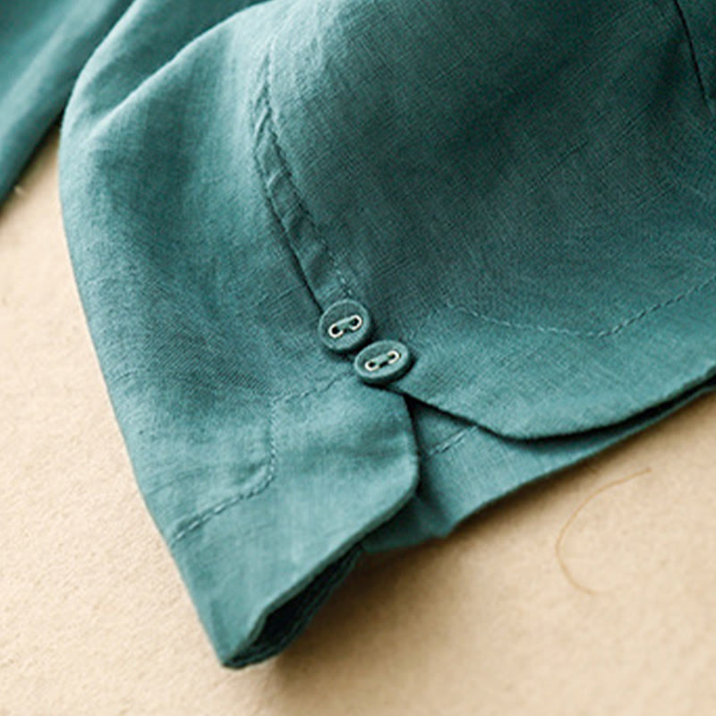 Pantaloni harem da donna in cotone e lino con tasche, modello Buddha Stones, tinta unita, estivi, con bottoni laterali - image 18