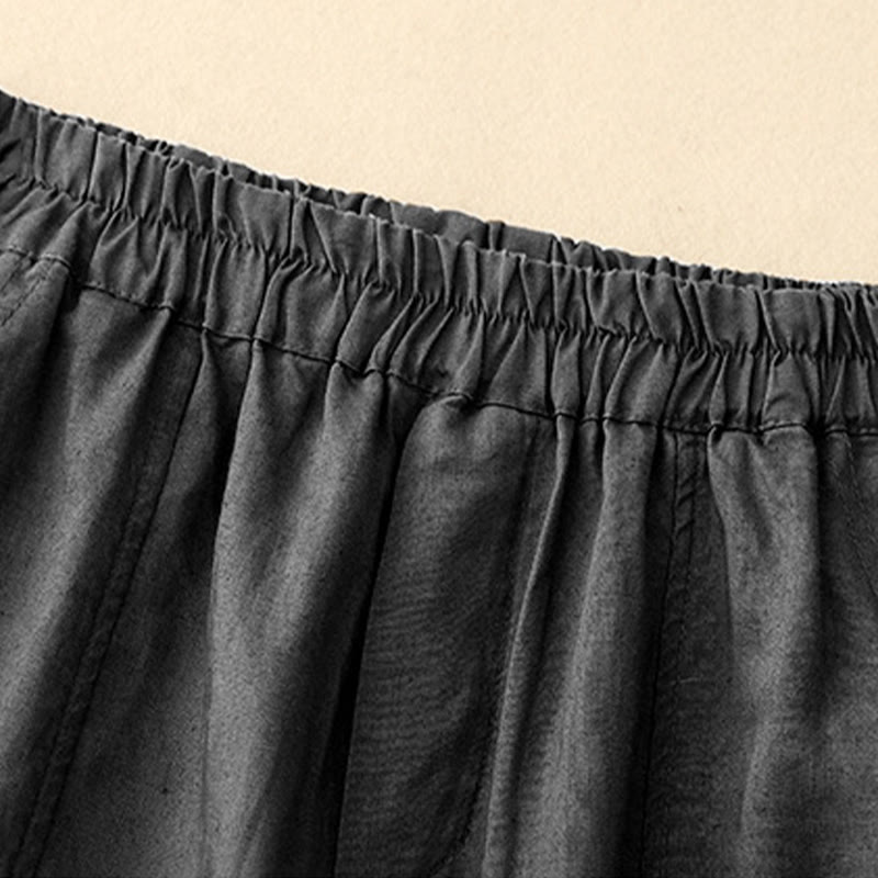 Pantaloni harem da donna in cotone e lino con tasche, modello Buddha Stones, tinta unita, estivi, con bottoni laterali - image 13