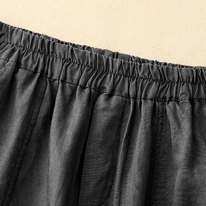 Pantaloni harem da donna in cotone e lino con tasche, modello Buddha Stones, tinta unita, estivi, con bottoni laterali - image 13