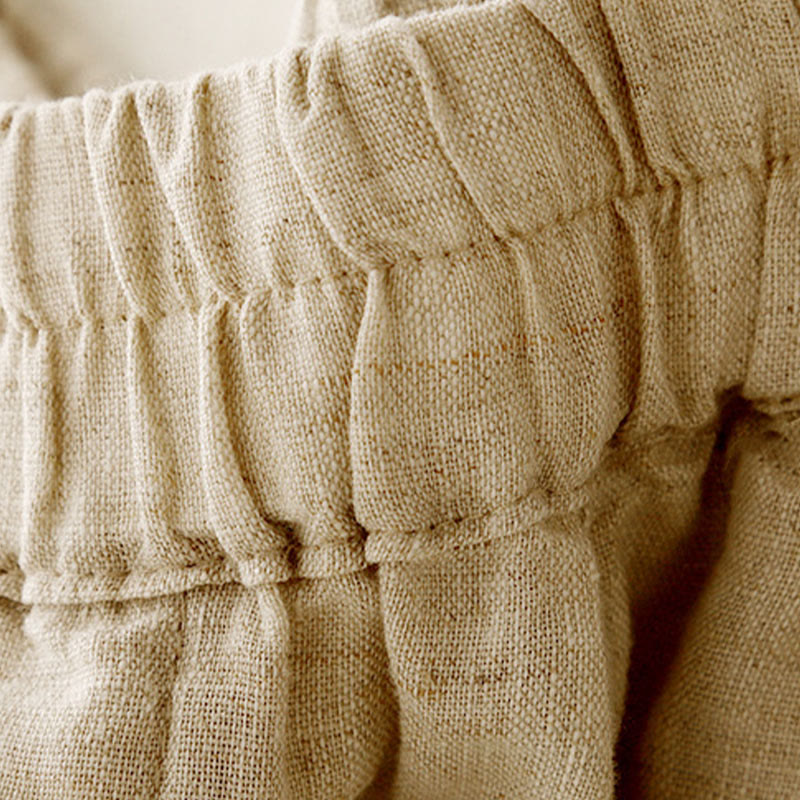 Pantaloni harem da donna in cotone e lino con tasche, modello Buddha Stones, tinta unita, estivi, con bottoni laterali - image 2