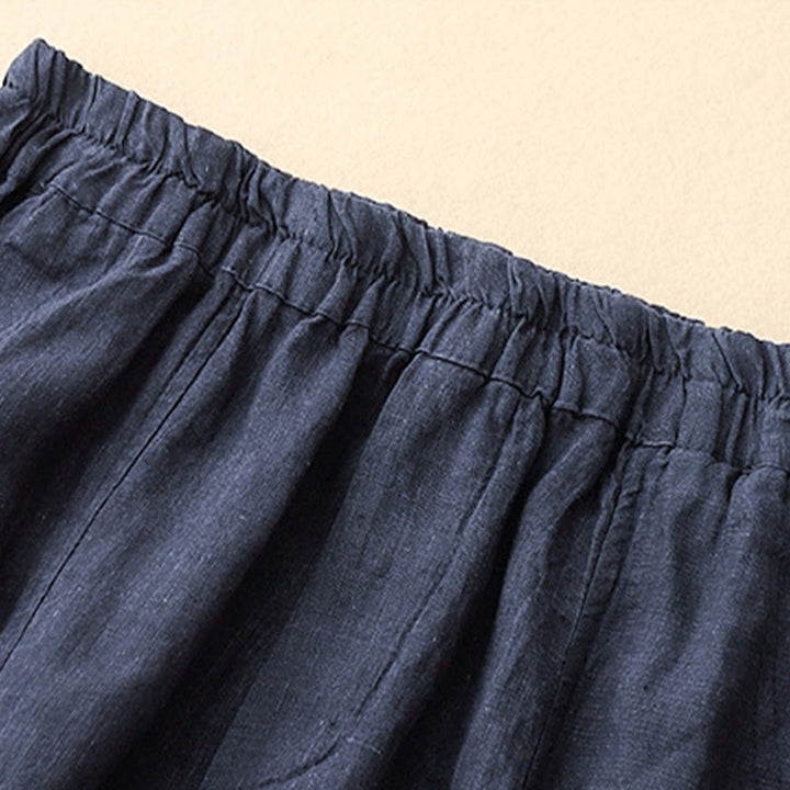 Pantaloni harem da donna in cotone e lino con tasche, modello Buddha Stones, tinta unita, estivi, con bottoni laterali - image 21