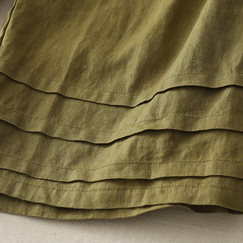 Pantaloni da donna in lino e cotone con gamba larga, tasche e design a pieghe vintage con polsini e tasche a tinta unita , Buddha Stones - image 15