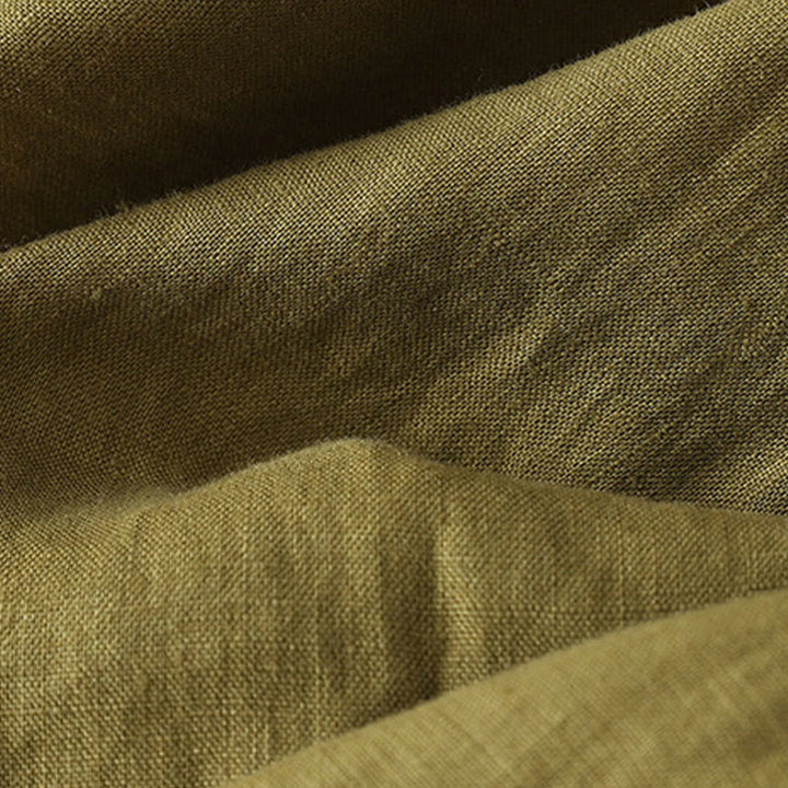 Pantaloni da donna in lino e cotone con gamba larga, tasche e design a pieghe vintage con polsini e tasche a tinta unita , Buddha Stones - image 12