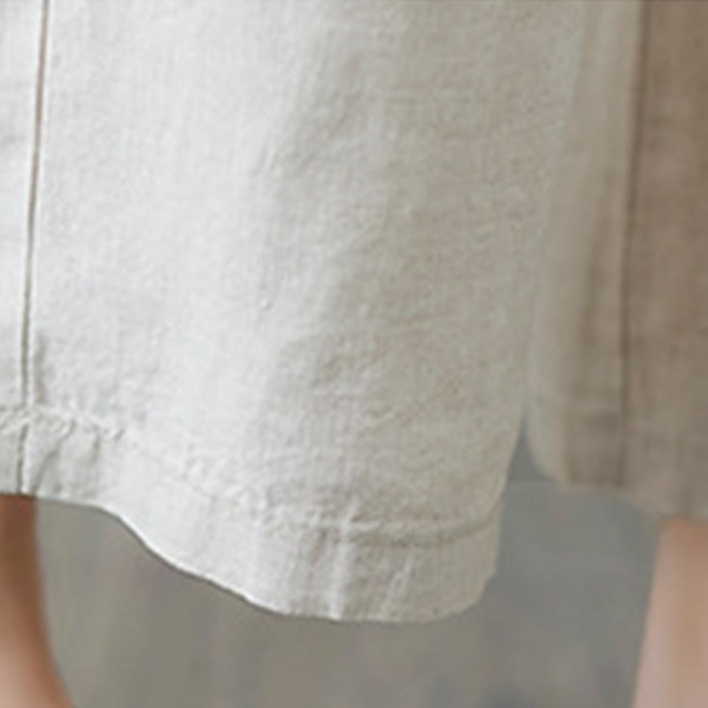 Pantaloni da donna in cotone e lino con tasche, modello Buddha Stones, tinta unita, patchwork, design semplice - image 11