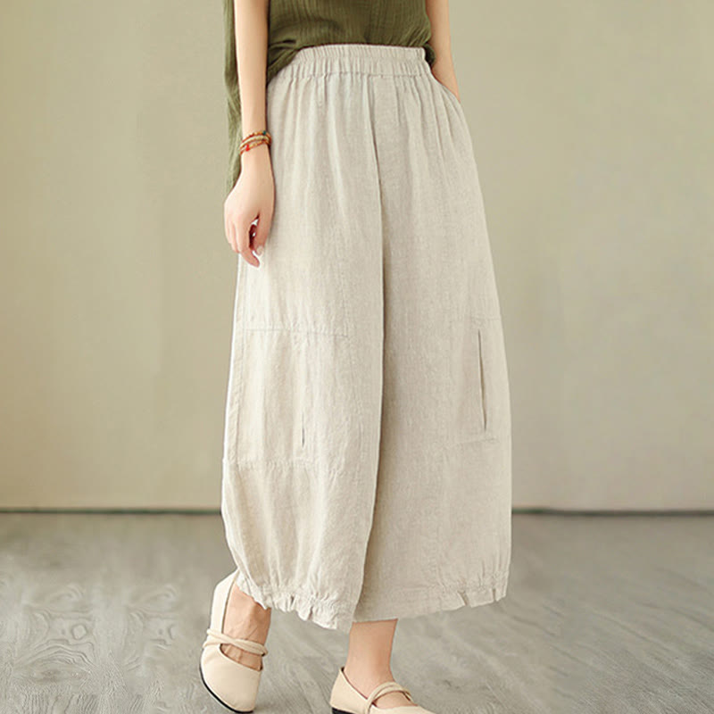 Pantaloni a gamba larga con tasche, modello Buddha Stones, casual vintage, in cotone con design a pieghe - Beige - US8-10, UK/AU12-14, EU40-42 (2XL) - image 12