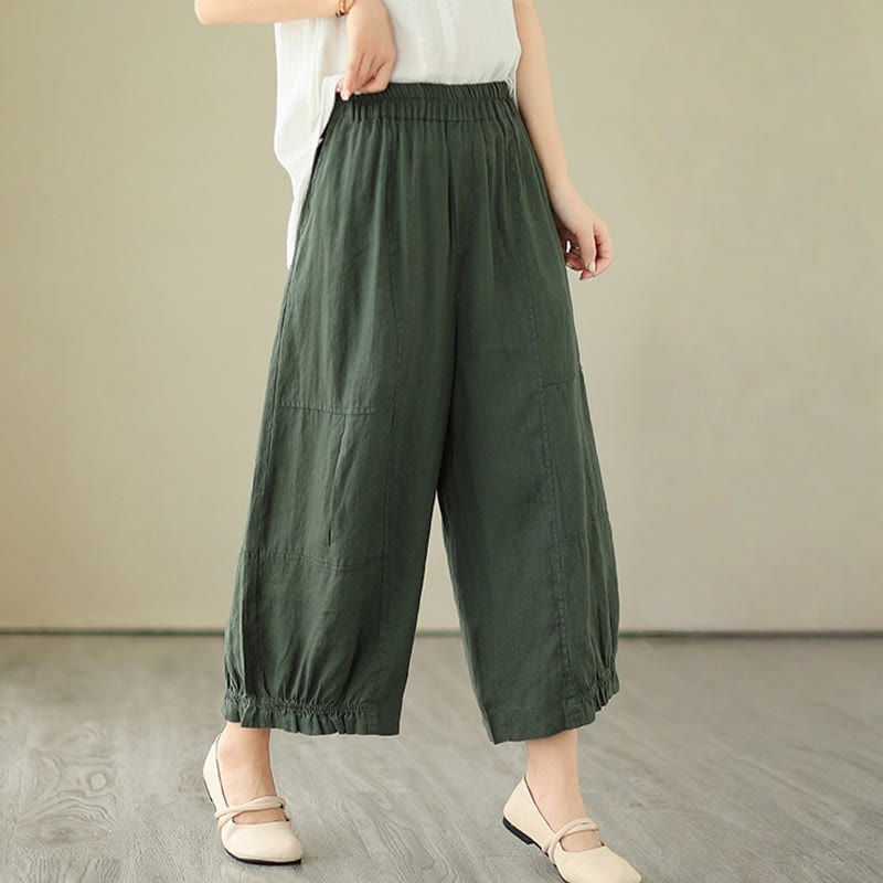 Pantaloni a gamba larga con tasche, modello Buddha Stones, casual vintage, in cotone con design a pieghe - image 3