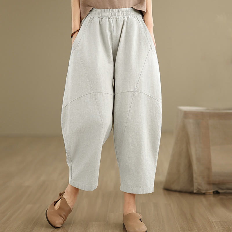Pantaloni harem da donna in cotone e lino tinta unita, con tasche, modello Buddha Stones, lunghezza 7-8 - Biancheria - US8-10, UK/AU12-14, EU40-42 (2XL) - image 0