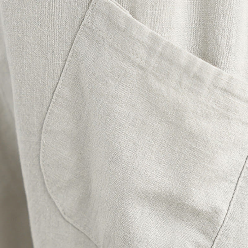 Pantaloni harem da donna in cotone e lino tinta unita, con tasche, modello Buddha Stones, lunghezza 7-8 - image 8