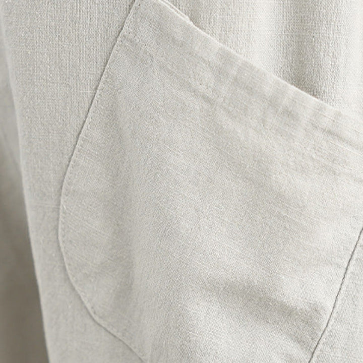 Pantaloni harem da donna in cotone e lino tinta unita, con tasche, modello Buddha Stones, lunghezza 7-8 - image 8