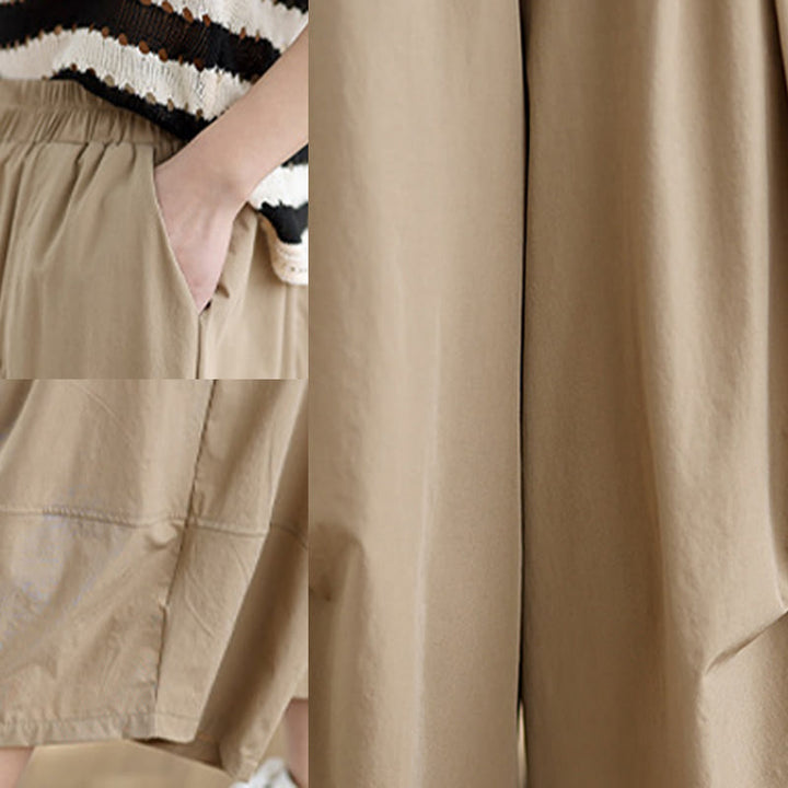 Pantaloni a gamba larga da donna in cotone con tasche e design a pieghe irregolari, modello Buddha Stones Summer - image 7