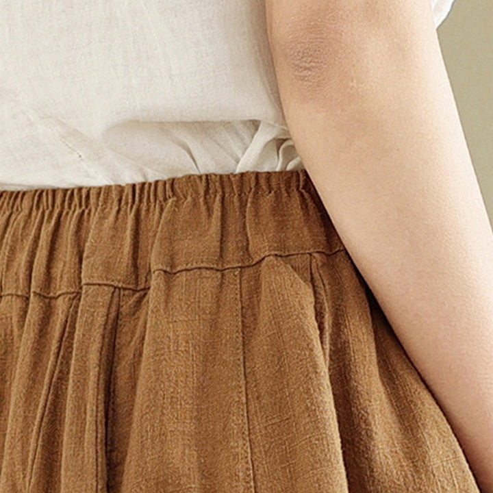 Pantaloni a gamba larga da donna in cotone e lino con tasche, motivo lanterna patchwork vintage Buddha Stones - image 9