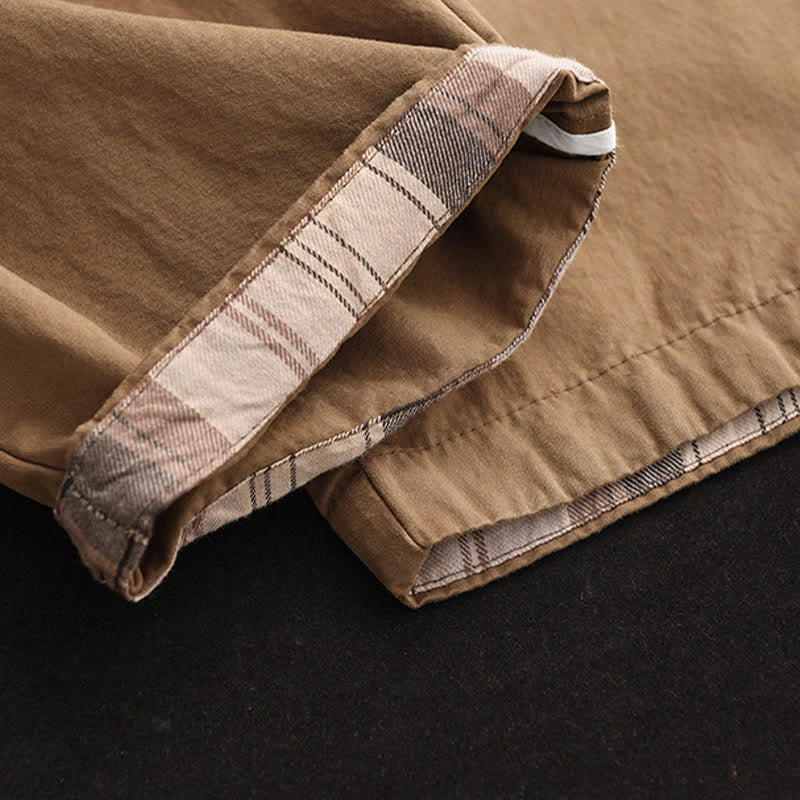 Pantaloni harem da donna in cotone con tasche, modello casual, modello Buddha Stones, con polsini toppati e tasche laterali