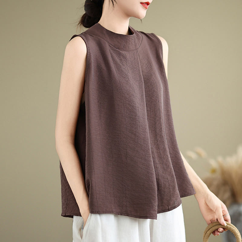 Gilet da donna senza maniche con stampa Buddha Stones, design semplice con retro abbottonato e colletto alla coreana. - image 1