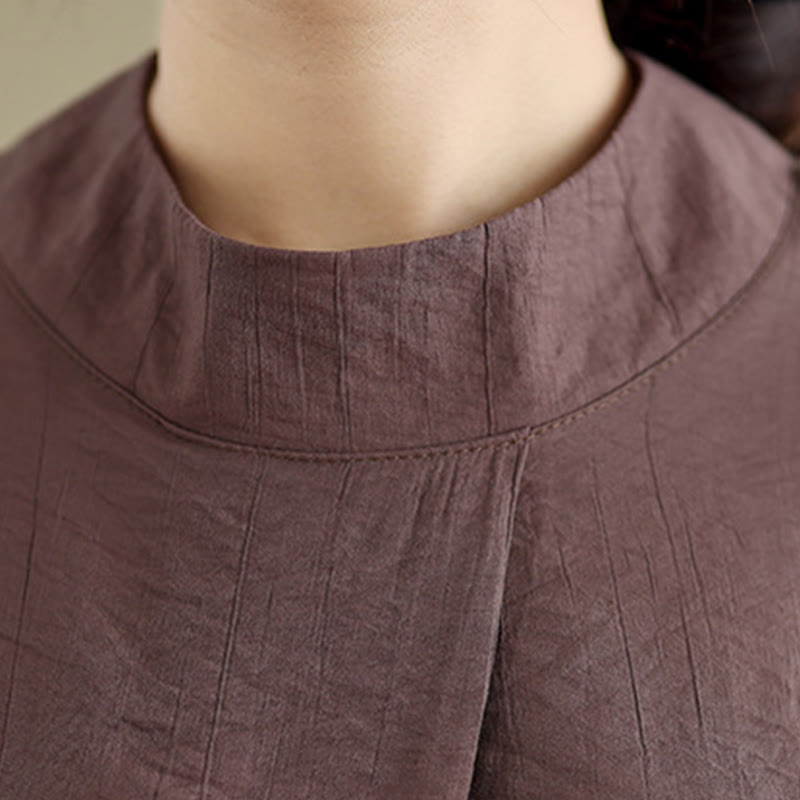 Gilet senza maniche da donna in cotone e lino con colletto alto, casual, con bottoni sul retro, motivo Buddha Stones - image 7