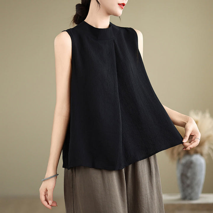 Gilet senza maniche da donna in cotone e lino con colletto alto, casual, con bottoni sul retro, motivo Buddha Stones - Nero - US8-10, UK/AU12-14, EU40-42 (2XL) - image 18