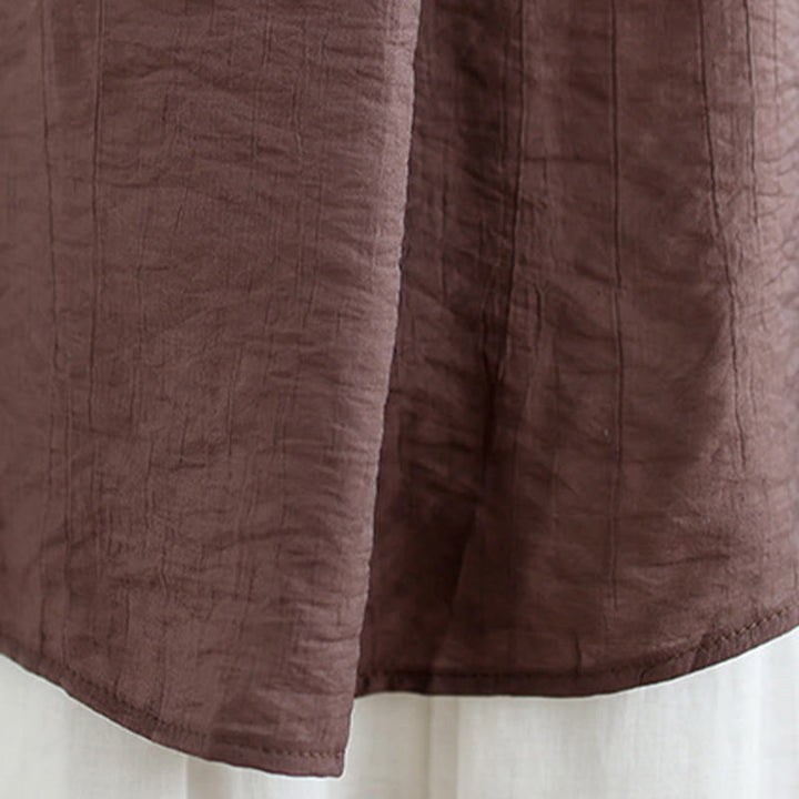 Gilet senza maniche da donna in cotone e lino con colletto alto, casual, con bottoni sul retro, motivo Buddha Stones - image 10