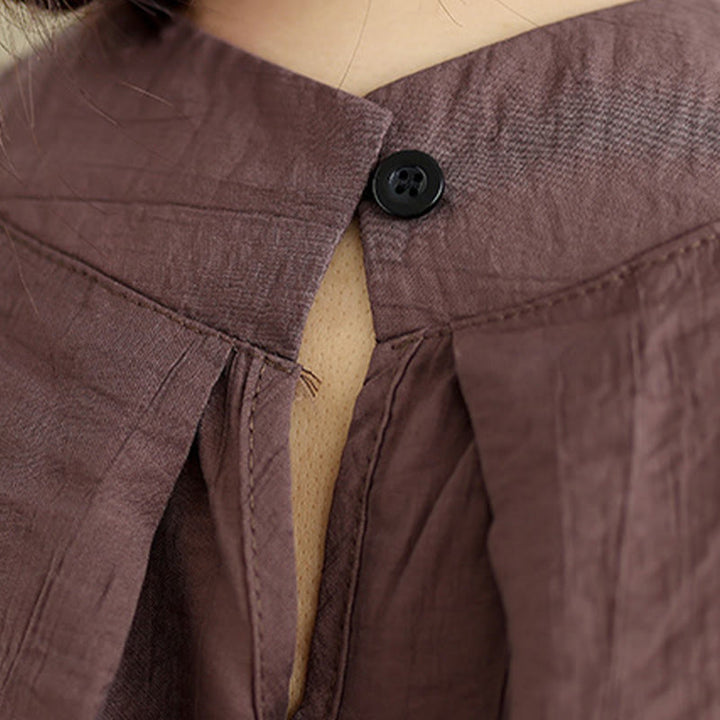 Gilet senza maniche da donna in cotone e lino con colletto alto, casual, con bottoni sul retro, motivo Buddha Stones - image 9