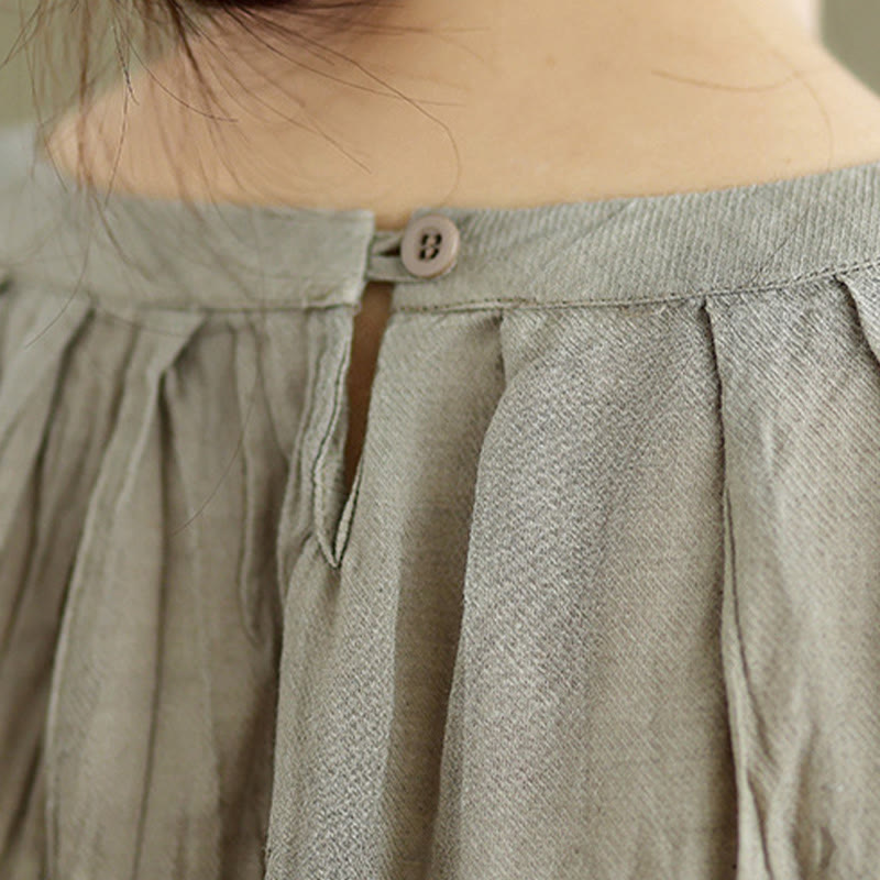 Gilet senza maniche da donna in cotone e lino con scollo rotondo, design semplice, effetto rughe estive, motivo Buddha Stones - image 6