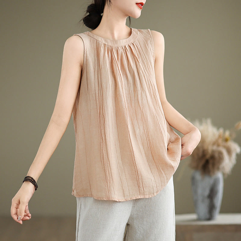 Gilet senza maniche da donna in cotone e lino con scollo rotondo, design semplice, effetto rughe estive, motivo Buddha Stones - PeachPuff - US8-10, UK/AU12-14, EU40-42 (2XL) - image 26