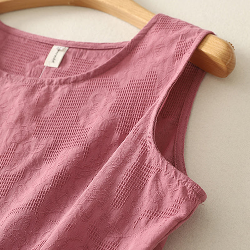 Gilet da donna in cotone e lino, senza maniche, estivo, tinta unita, Buddha Stones