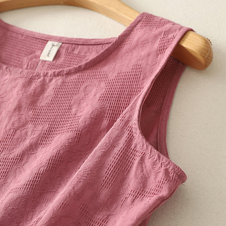 Gilet da donna in cotone e lino, senza maniche, estivo, tinta unita, Buddha Stones