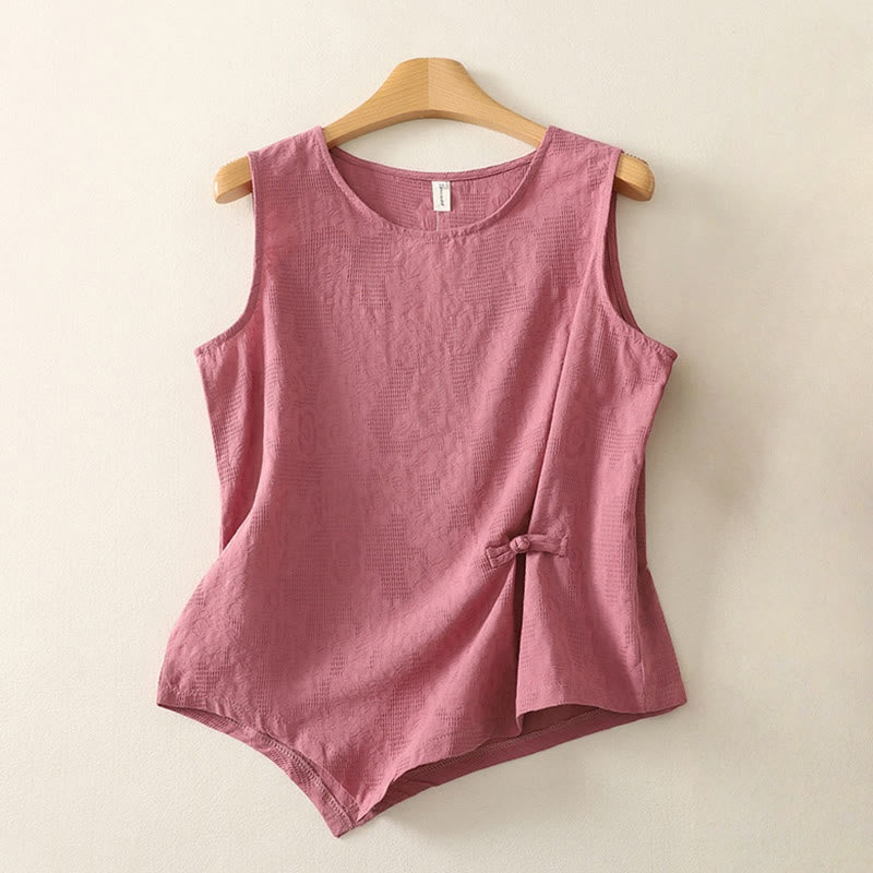 Gilet da donna in cotone e lino, senza maniche, estivo, tinta unita, Buddha Stones