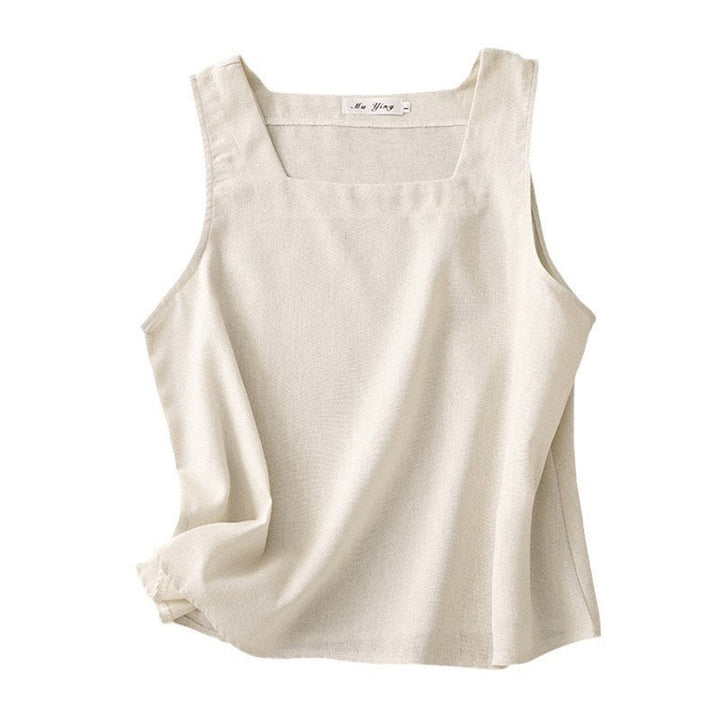 Gilet senza maniche in cotone e lino da donna con colletto quadrato estivo Buddha Stones - image 10