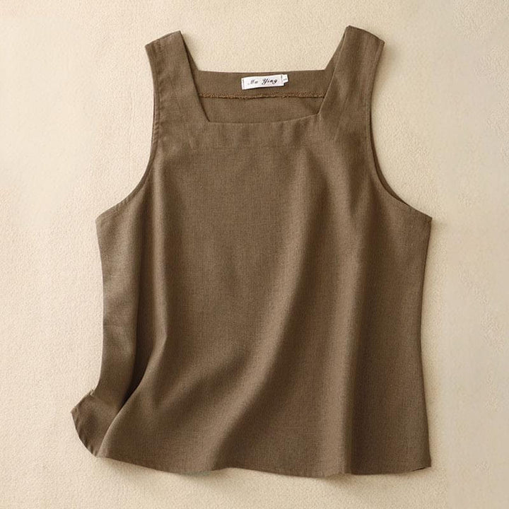 Gilet senza maniche in cotone e lino da donna con colletto quadrato estivo Buddha Stones - Siena - US8-10, UK/AU12-14, EU40-42 (2XL) - image 0