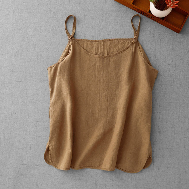 Gilet da donna in cotone e lino con cinturino regolabile, modello Buddha Stones Summer Plain - image 20