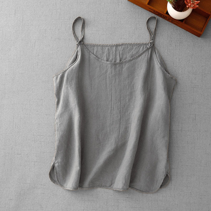 Gilet da donna in cotone e lino con cinturino regolabile, modello Buddha Stones Summer Plain - image 14