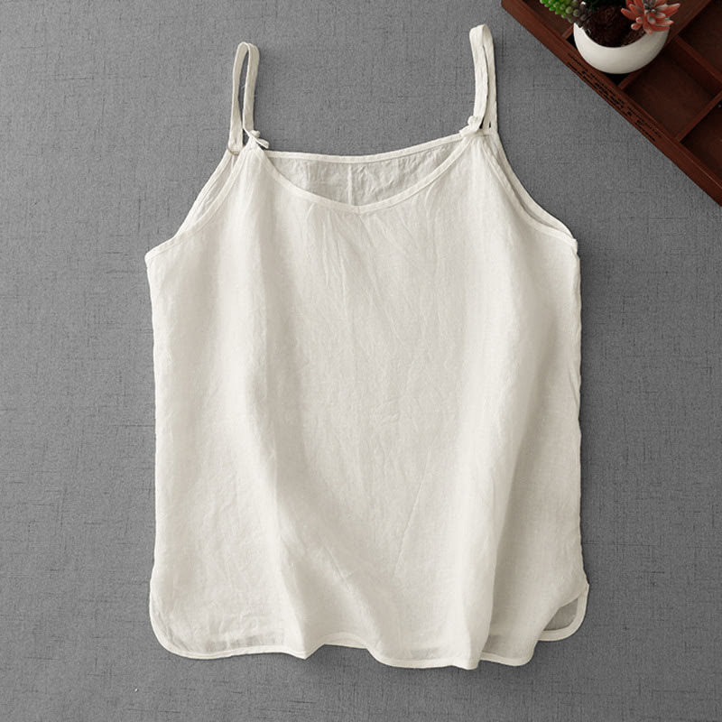 Gilet da donna in cotone e lino con cinturino regolabile, modello Buddha Stones Summer Plain - image 7