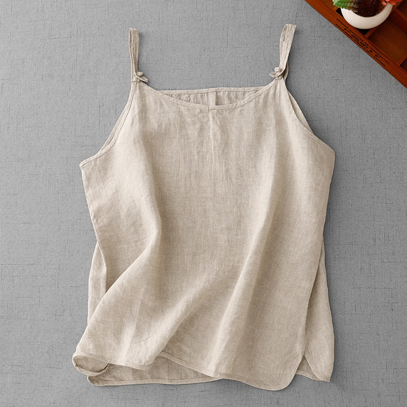 Gilet da donna in cotone e lino con cinturino regolabile, modello Buddha Stones Summer Plain - image 0