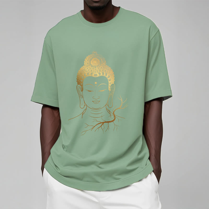 Maglietta con testa di Buddha Stones dorate per meditazione - image 16